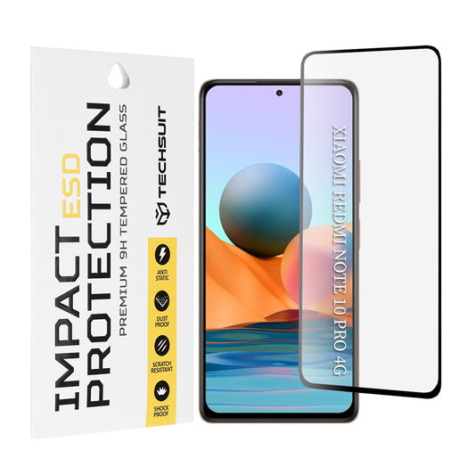 Techsuit schermbeschermfolie voor Xiaomi Redmi Note 10 Pro Max / Note 10 Pro, gehard glas, full glue, zwart