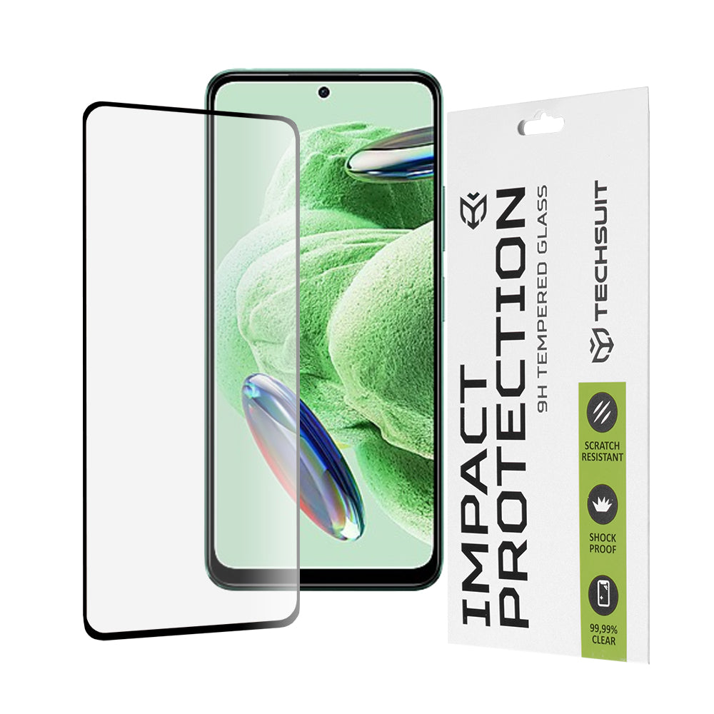 Techsuit schermbeschermfolie voor Xiaomi Redmi Note 12 4G / Poco X5 / Note 12 5G, gehard glas, full glue, 111D, zwart