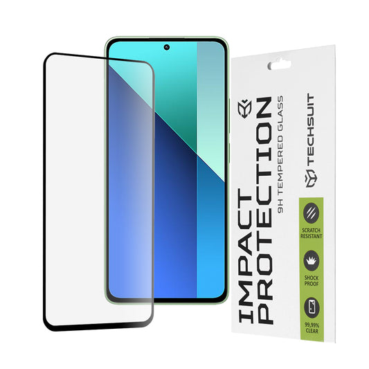 Techsuit schermbeschermfolie voor Xiaomi Redmi Note 13 4G, gehard glas, full glue, 111D, zwart