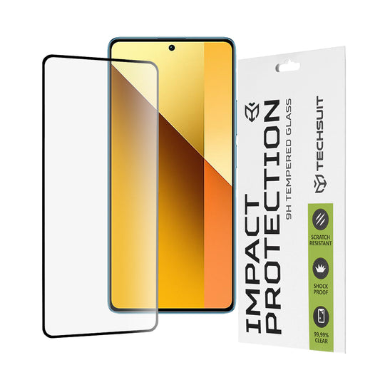 Techsuit schermbeschermfolie voor Xiaomi Redmi Note 13 5G, gehard glas, full glue, 111D, zwart