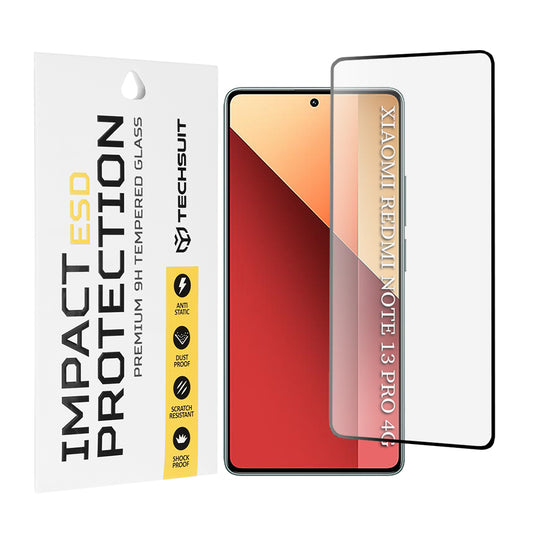 Techsuit schermbeschermfolie voor Xiaomi Redmi Note 13 Pro 4G / Poco M6 Pro 4G, gehard glas, full glue, zwart