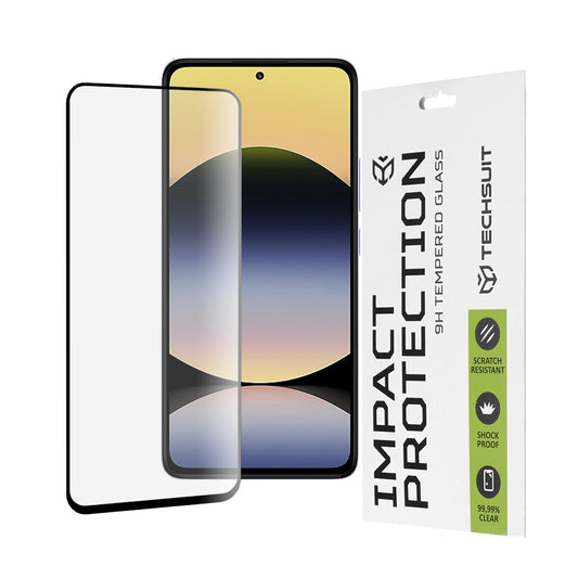 Techsuit schermbeschermfolie voor Xiaomi Redmi Note 14 4G (Regionaal) / Note 14 5G, gehard glas, full glue, 111D, zwart