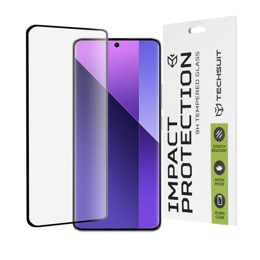 Techsuit schermbeschermfolie voor Xiaomi Redmi Note 14 Pro 4G / Note 14 Pro+ 5G / Note 14 Pro 5G, gehard glas, full glue, 111D, zwart
