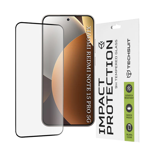 Beschermfolie Techsuit Scherm voor Xiaomi Redmi Note 15 Pro 5G, Gehard Glas, Volledige Lijm, 111D, Zwart