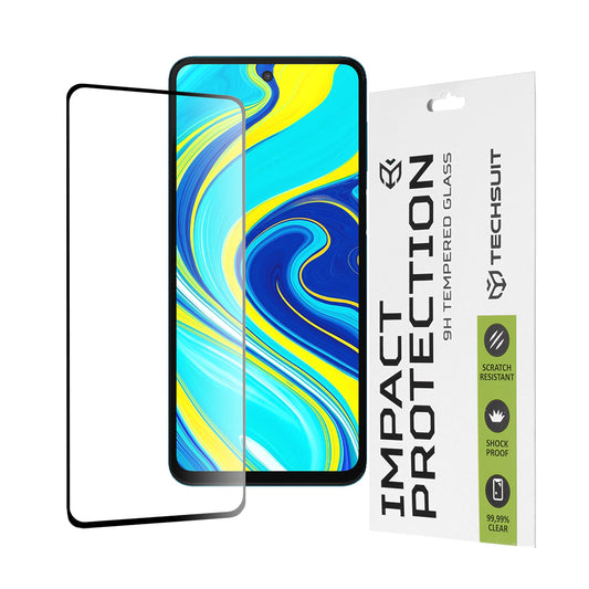 Techsuit schermbeschermfolie voor Xiaomi Redmi Note 9S / Note 9 Pro / Note 9 Pro Max, gehard glas, full glue, 111D, zwart