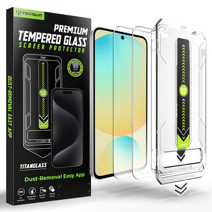 Techsuit TitanGlass CrystalHD schermbeschermfolie voor Samsung Galaxy A56 A566 / S24 FE S721, gehard glas, volledige lijm, set van 2 stuks