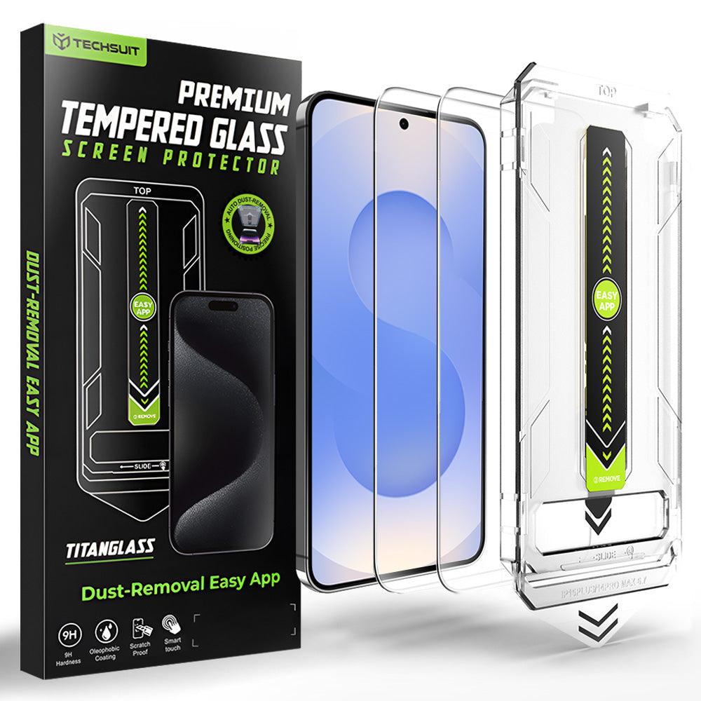 Beschermfolie Techsuit TitanGlass CrystalHD voor Samsung Galaxy S26, Gehard Glas, Volledige Lijm, Set van 2 stuks