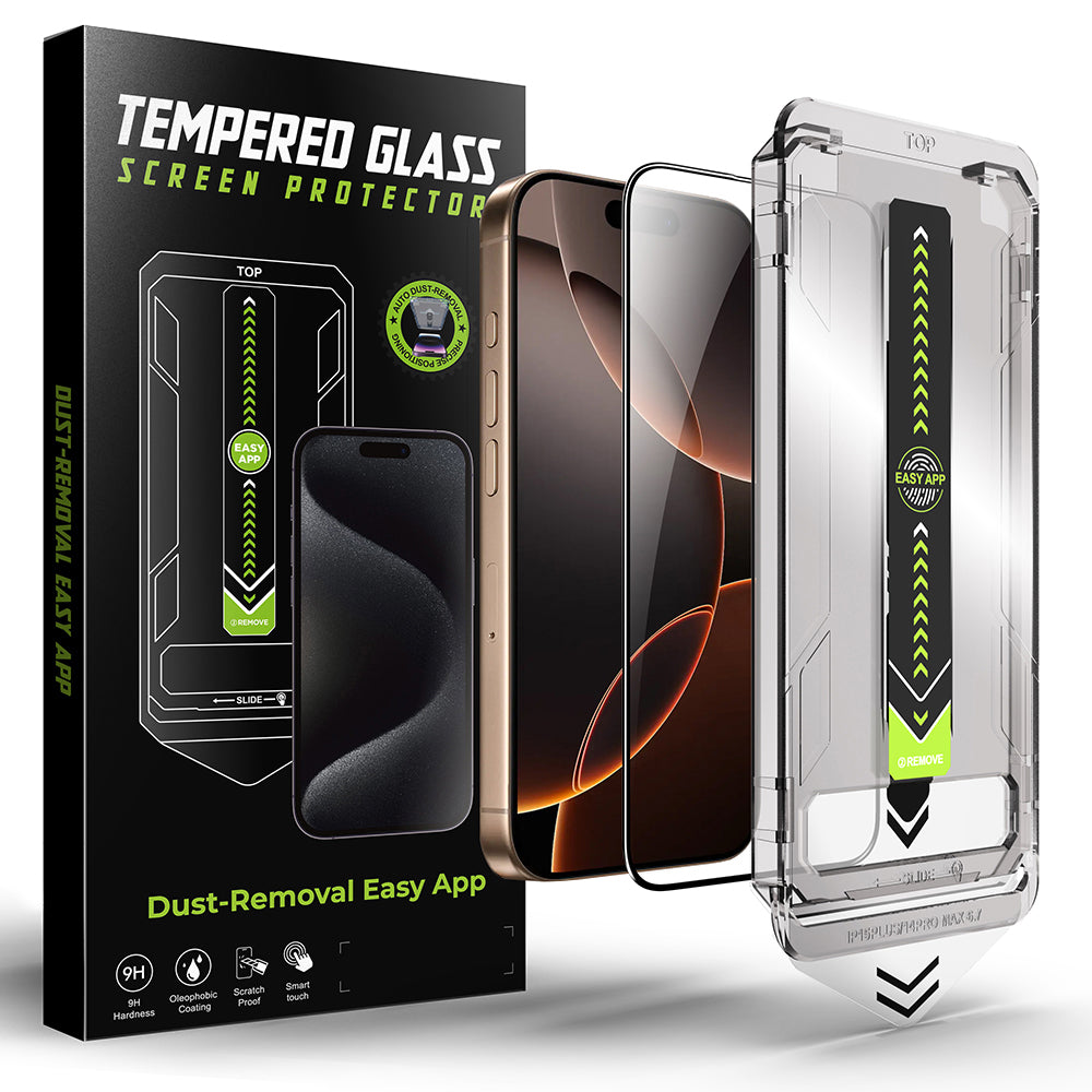 Techsuit TitanGlass schermbeschermfolie voor Apple iPhone 15 Pro, gehard glas, full glue, zwart