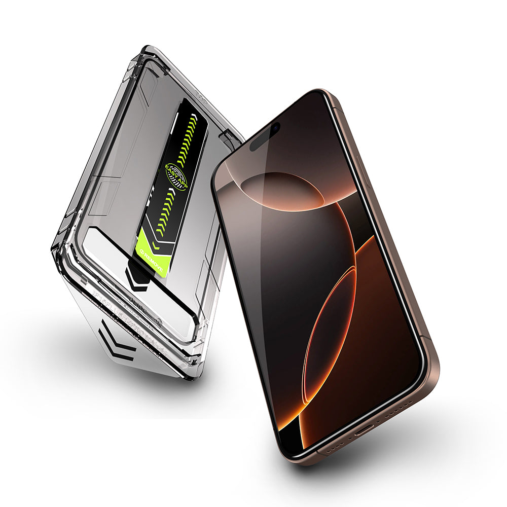 Techsuit TitanGlass schermbeschermfolie voor Apple iPhone 15 Pro, gehard glas, full glue, zwart