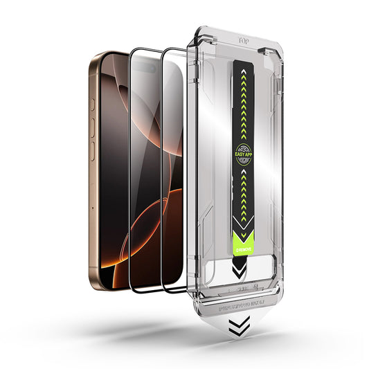 Techsuit TitanGlass schermbeschermfolie voor Apple iPhone 16 / 15, gehard glas, full glue, set van 2 stuks, zwart