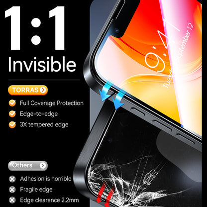 Torras GlassGo Install Master schermbeschermfolie voor Apple iPhone 17e / 16e / 14 / 13 Pro, gehard glas, volledige lijm, set van 2 stuks