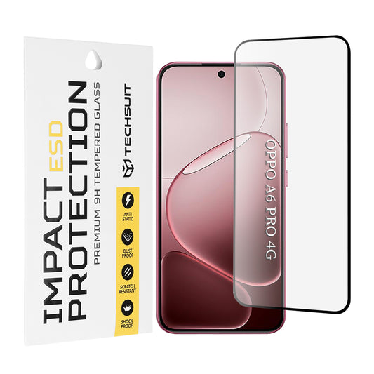 Techsuit beschermfolie voor Oppo A6 Pro 5G / A6 Pro 4G, gehard glas, full glue, zwart