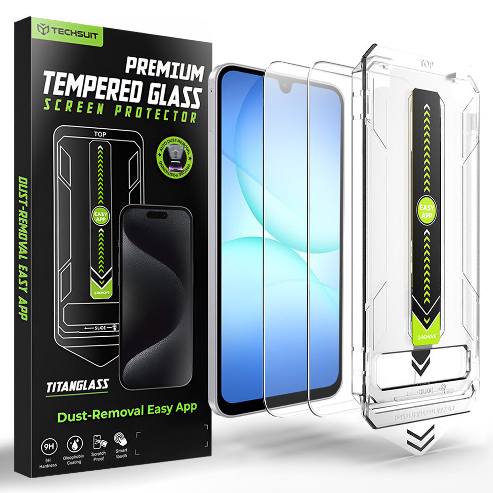 Techsuit TitanGlass CrystalHD schermbeschermfolie voor Samsung Galaxy A17 5G / A16 5G A166 / A16 4G A165, gehard glas, set van 2 stuks