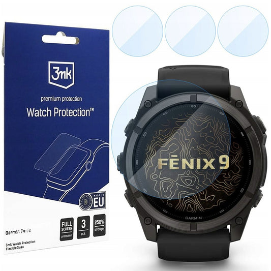 3MK FlexibleGlass Beschermfolie voor Garmin Fenix 9 51mm, Set van 3 stuks, Flexibel Glas