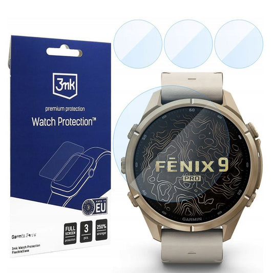 3MK FlexibleGlass Beschermfolie voor Garmin Fenix 9 Pro 43mm, Set van 3 stuks, Flexibel Glas