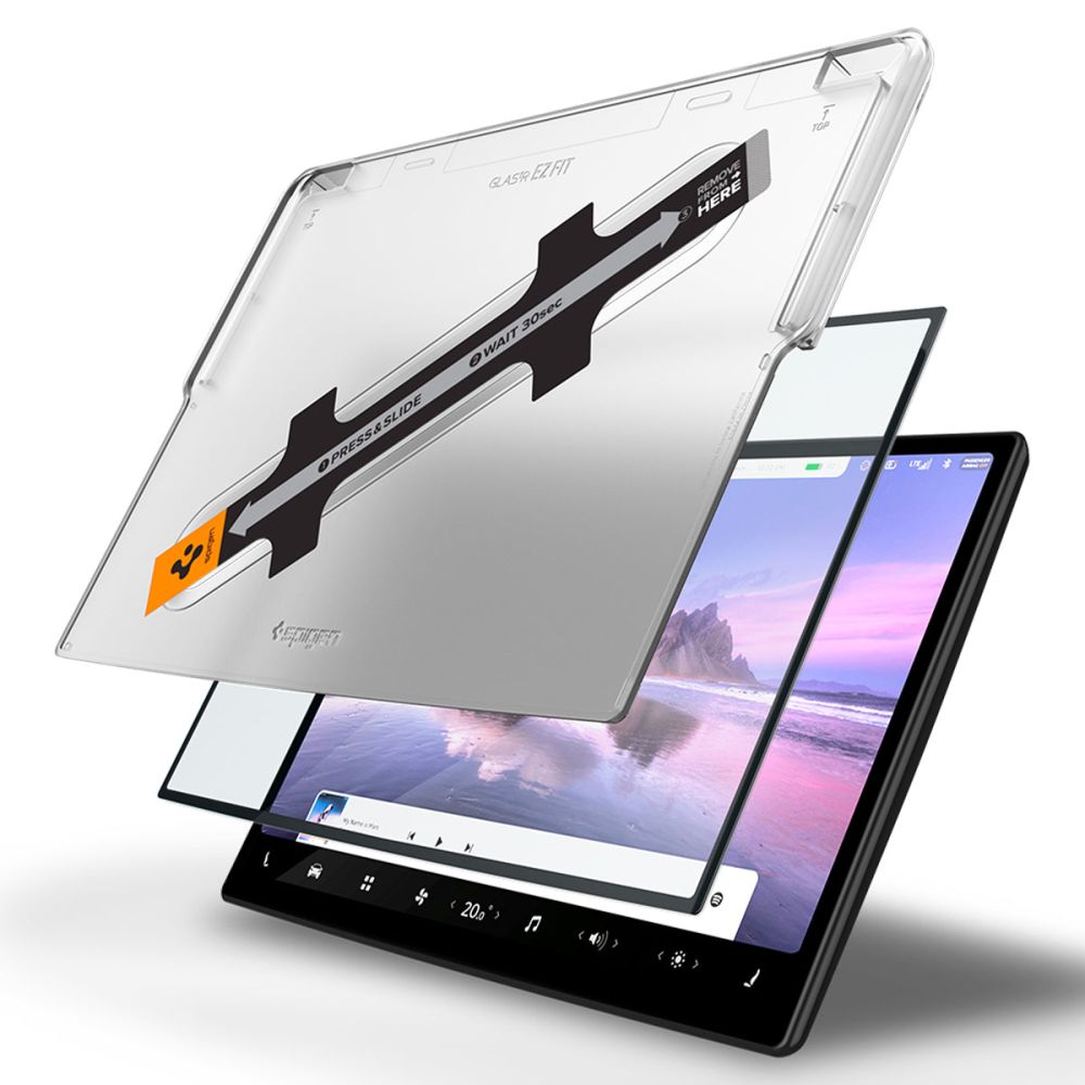 Spigen GlastR EZ FIT Protection Film for Tesla X / S Navigation (2022 - 2021), Tempered Glass, Black AGL04688