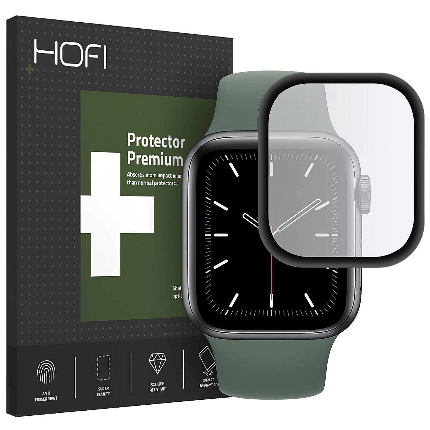 Beschermhoes HOFI Hybrid voor Apple Watch 44mm Series, Plastic, Zwart H0FIFI022BLK