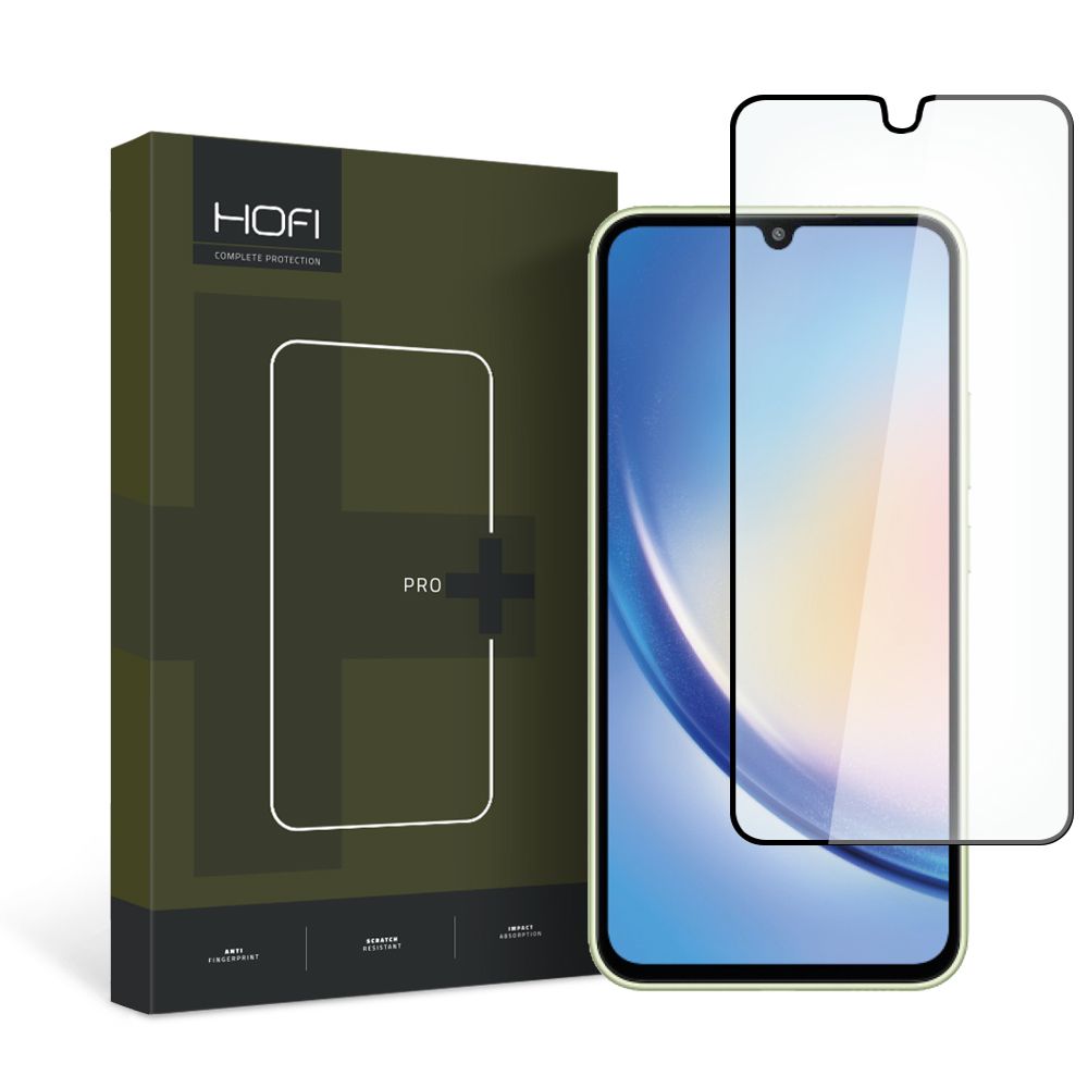 Screen Protector HOFI PRO+ voor Samsung Galaxy A34 A346, Afgeschermd glas, Volledig gelijmd, Zwart