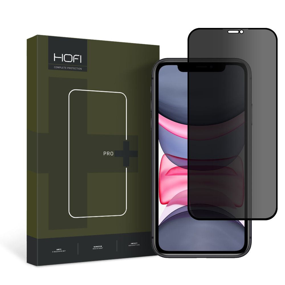 Privacy Screen Protector HOFI PRO+ voor Apple iPhone 11 / XR, Afgeschermd glas, volledig gelijmd