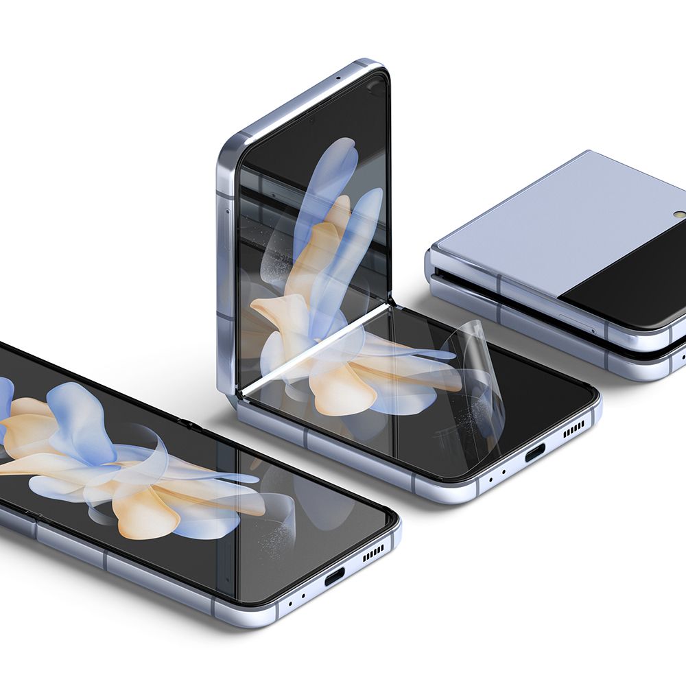 Beschermfolie Ringke Dual Easy voor Samsung Galaxy Z Flip4 F721, Plastic, Set van 2 stuks