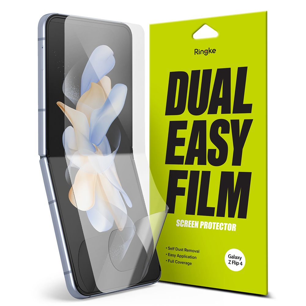 Beschermfolie Ringke Dual Easy voor Samsung Galaxy Z Flip4 F721, Plastic, Set van 2 stuks