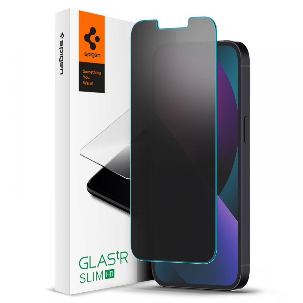 Privacy Screen Protector Spigen GlastR Slim voor Apple iPhone 17e / 16e / 14 / 13 Pro, Gehard Glas, Volledige Lijm AGL03393