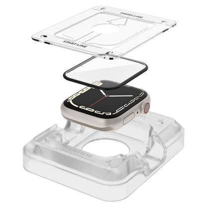 Spigen ProFlex EZ FIT Beschermfolie voor Apple Watch 9 / 8 / 7 45mm Series, Set van 2 stuks, Flexibel Glas, Zwart AFL04051
