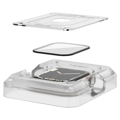 Spigen ProFlex EZ FIT Beschermfolie voor Apple Watch 9 / 8 / 7 45mm Series, Set van 2 stuks, Flexibel Glas, Zwart AFL04051