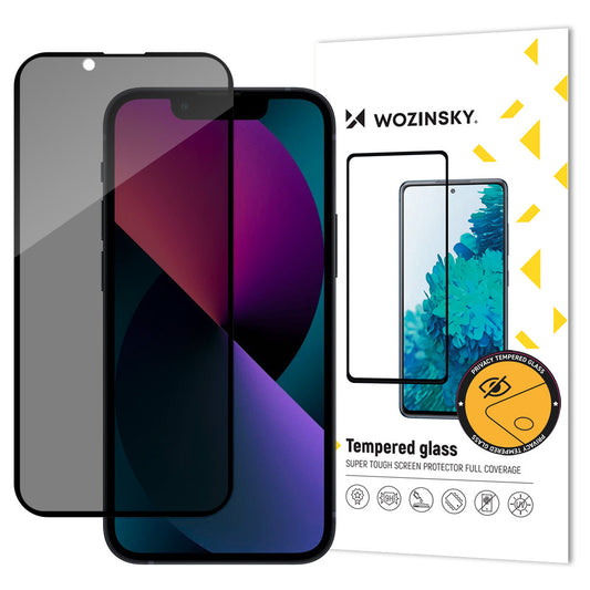 Privacy Screen Protector Folie WZK AntiSpy voor Apple iPhone 17e / 16e / 14 / 13 Pro, Gehard Glas, Volledige Lijm