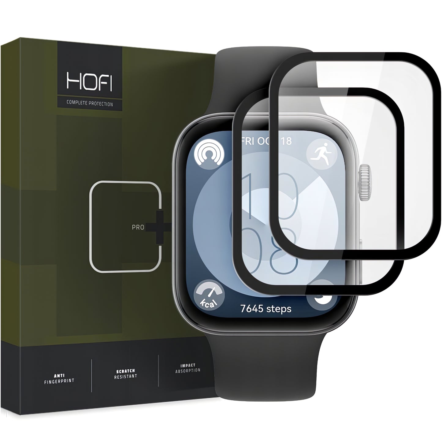 HOFI Hybride PRO+ Beschermhoes voor Huawei Watch Fit 3, Set 2 stuks, Plastic, Zwart 