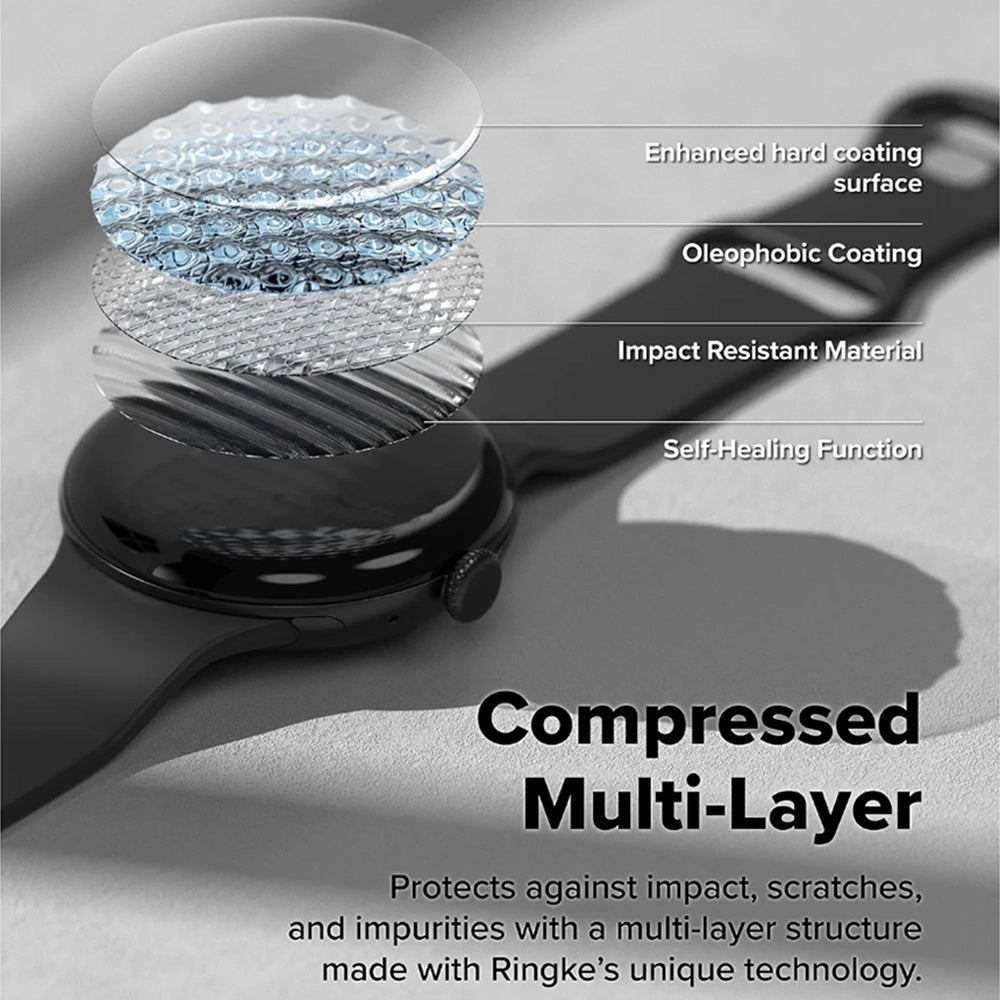 Ringke Dual Easy Pro Protection Film for Google Pixel Watch 4 45mm, Set of 2 pieces, Plastic