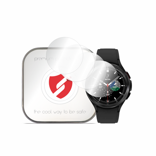 Smart Protection Premium Classic Beschermfolie voor Samsung Galaxy Watch4 Classic 46mm, Set van 4 stuks, Plastic