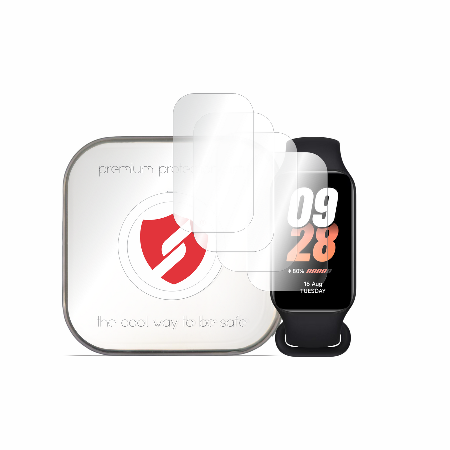 Smart Protection Premium Classic Beschermfolie voor Xiaomi Smart Band 8 Active, Set van 4 stuks, Plastic