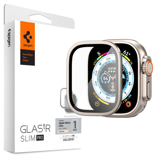 Spigen GLAStR Slim Pro Titanium voor Apple Watch Ultra Series, beschermfolie, glas, beschermd AGL06161 