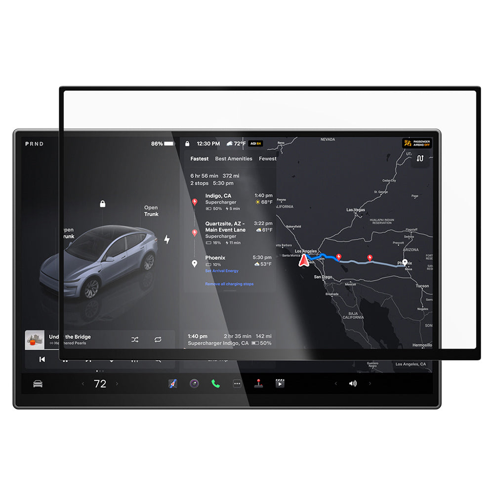 Spigen GlastR EZ FIT Anti-Glare Beschermfolie voor Navigatie Tesla Y 2026 Premium / Performance, Gehard Glas AGL10819