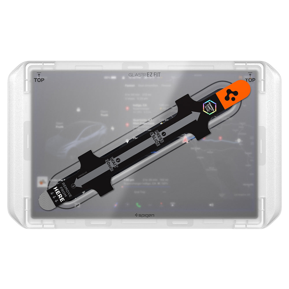 Spigen GlastR EZ FIT Anti-Glare Beschermfolie voor Navigatie Tesla Y 2026 Premium / Performance, Gehard Glas AGL10819