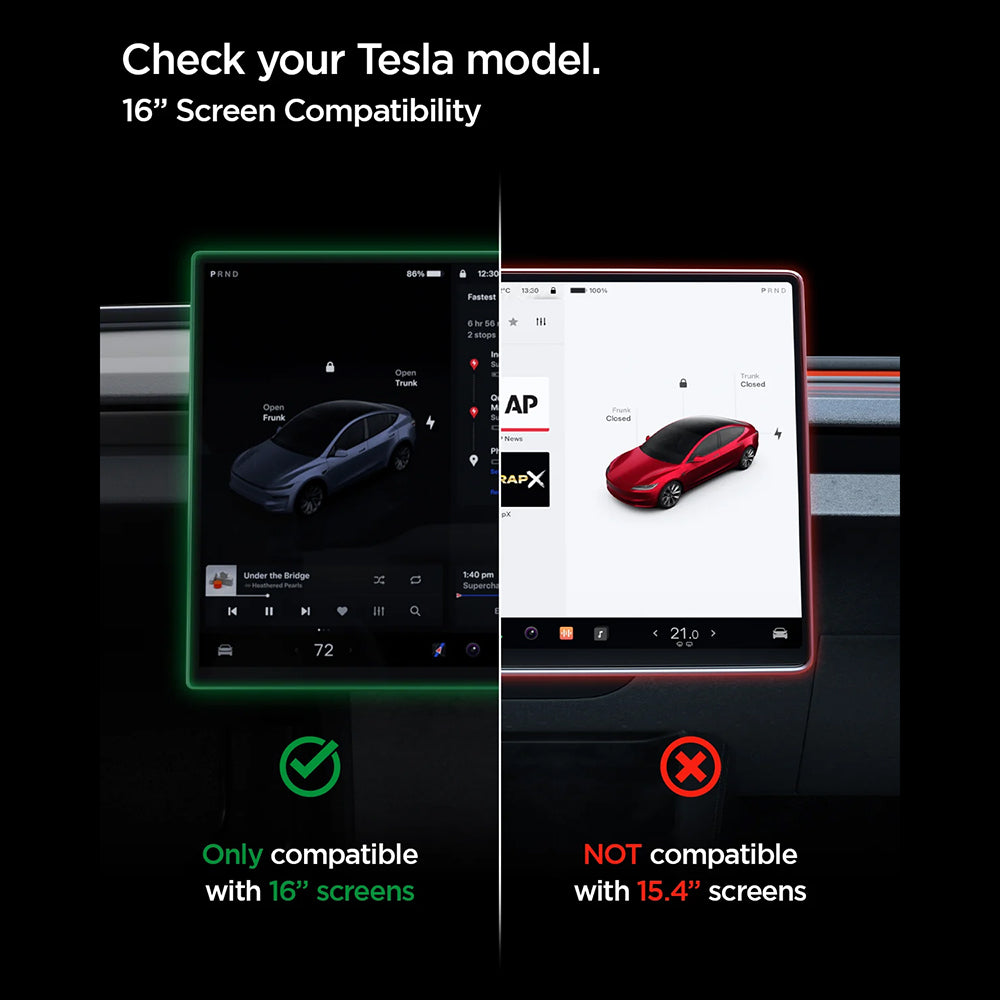 Spigen GlastR EZ FIT Anti-Glare Beschermfolie voor Navigatie Tesla Y 2026 Premium / Performance, Gehard Glas AGL10819