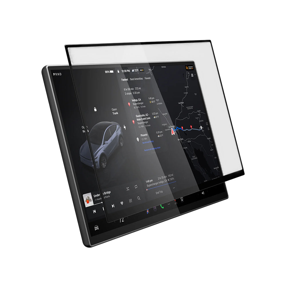 Spigen GlastR EZ FIT Beschermfolie voor Tesla Y 2026 Premium / Performance Navigatie, Gehard Glas AGL10820
