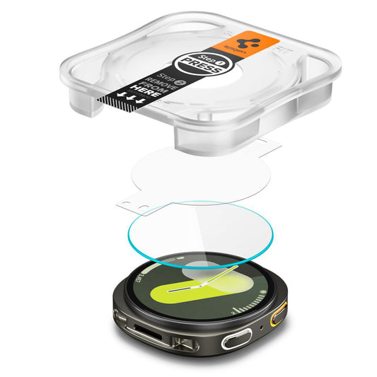 Spigen GlastR EZ FIT Beschermfolie voor Samsung Galaxy Watch8 40mm, Set van 2 stuks, Gehard Glas AGL09876