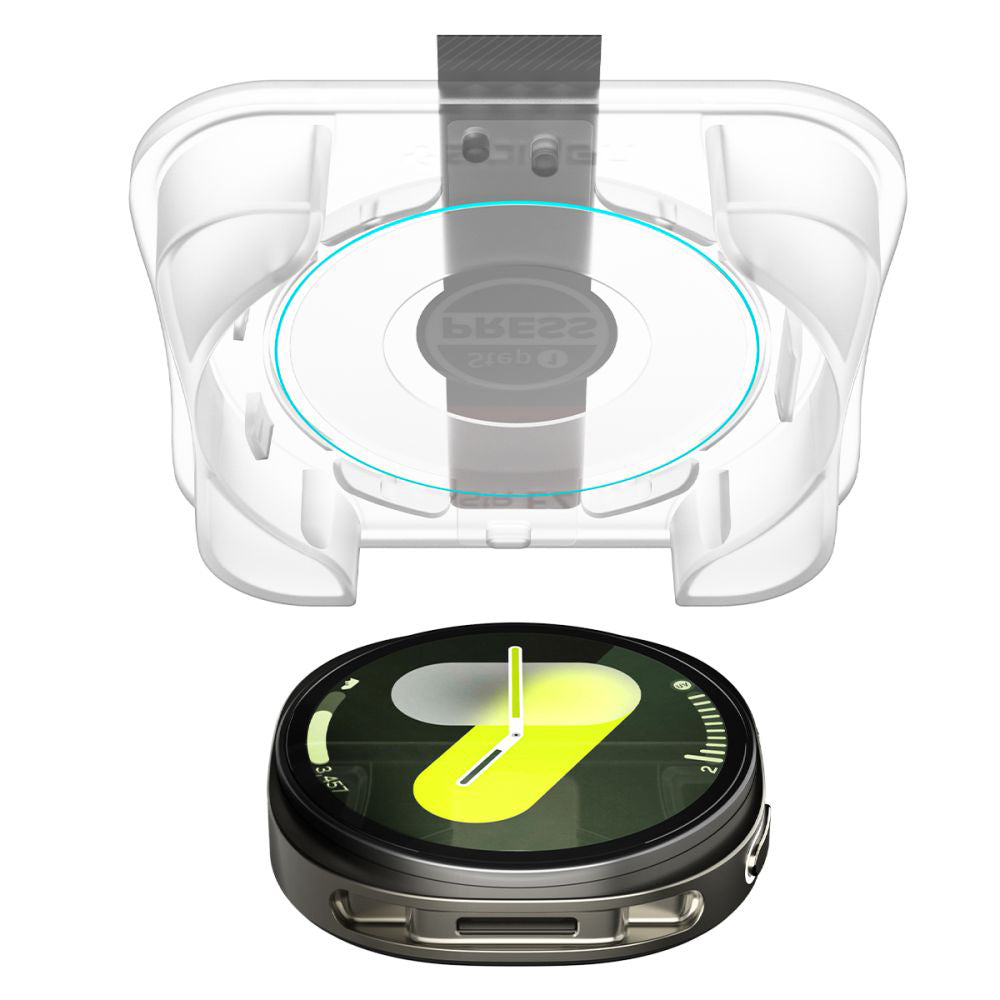 Spigen GlastR EZ FIT Beschermfolie voor Samsung Galaxy Watch8 44mm, Set van 2 stuks, Gehard Glas AGL09874