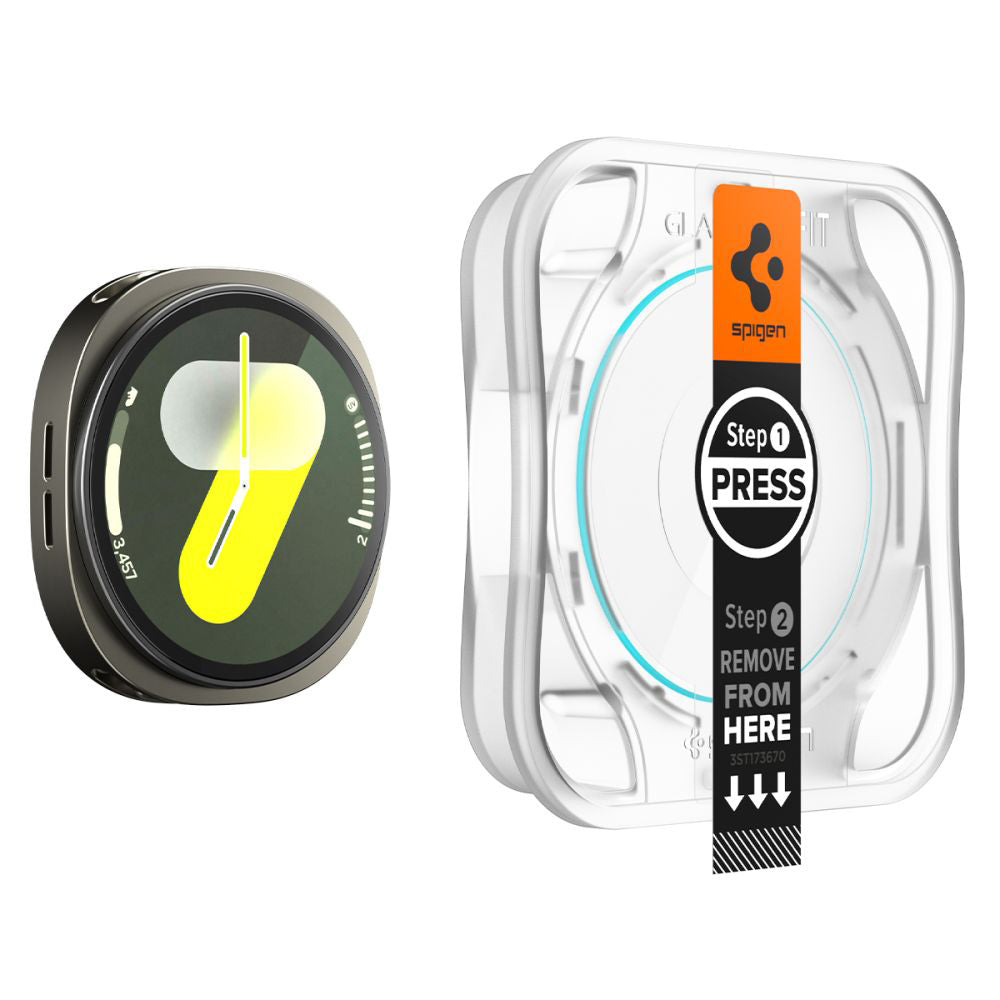 Spigen GlastR EZ FIT Beschermfolie voor Samsung Galaxy Watch8 44mm, Set van 2 stuks, Gehard Glas AGL09874