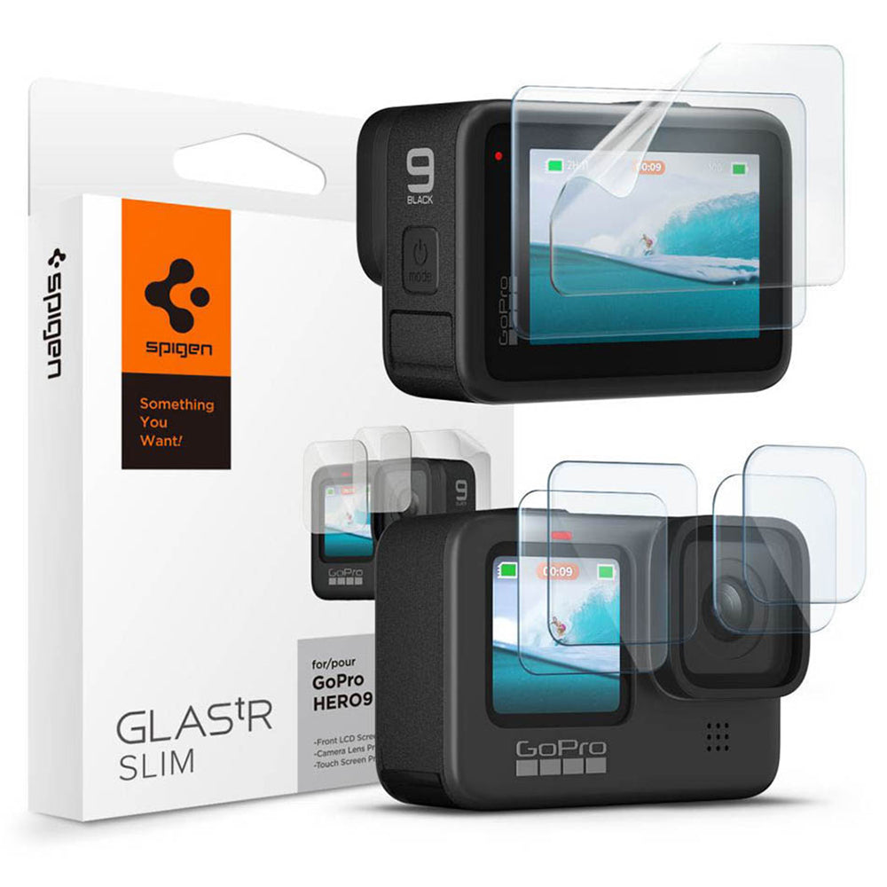 Scherm- en lensbeschermfolie Spigen GlastR Slim voor GoPro Hero 12 / 9 / 10 / 11, Gehard Glas, Set van 6 stuks AGL03045