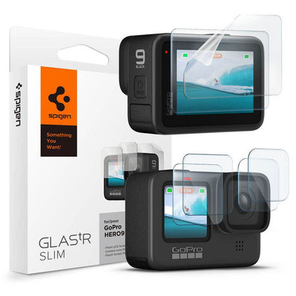 Scherm- en lensbeschermfolie Spigen GlastR Slim voor GoPro Hero 12 / 9 / 10 / 11, Gehard Glas, Set van 6 stuks AGL03045