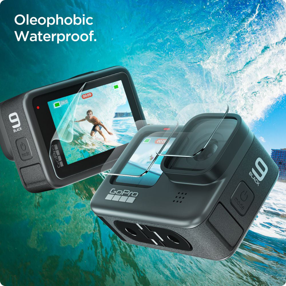 Scherm- en lensbeschermfolie Spigen GlastR Slim voor GoPro Hero 12 / 9 / 10 / 11, Gehard Glas, Set van 6 stuks AGL03045