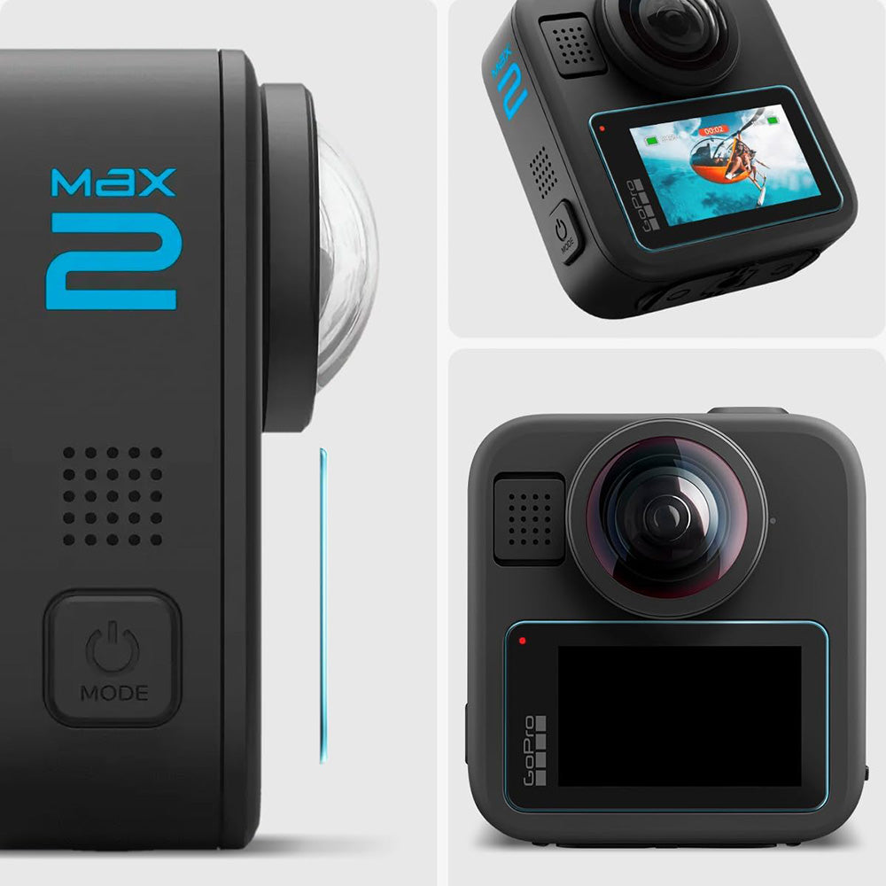 Schermbeveiligingsfolie Spigen GlastR Slim voor GoPro Max 2, Set van 2 stuks, Gehard Glas AGL11230