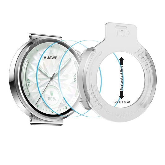 Tech-Protect Easy Set+ Beschermfolie voor Huawei Watch GT 5 41mm, Set van 2 stuks, Gehard Glas