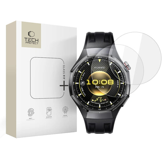 Tech-Protect Fit+ Beschermfolie voor Huawei Watch GT 6 Pro, Set van 2 stuks, Gehard Glas