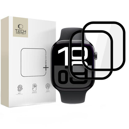 Tech-Protect Flex+ Beschermfolie voor Apple Watch 46mm Series, Set van 2 stuks, Flexibel Glas, Zwart