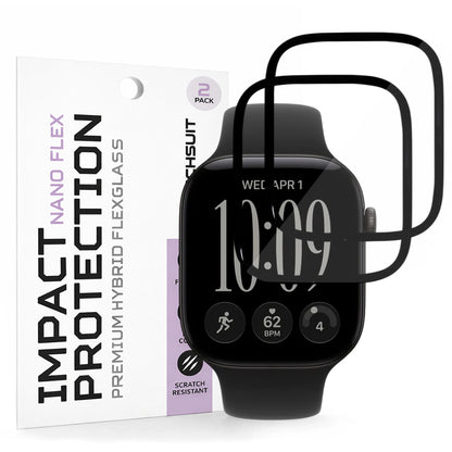 Techsuit Nano Flex Beschermfolie voor Apple Watch Series 12 46mm, Set van 2 stuks, Plastic, Zwart