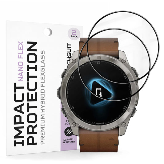 Techsuit Nano Flex Beschermfolie voor Garmin Fenix 8 Pro 51mm / 8 51mm, Set van 2 stuks, Plastic, Zwart